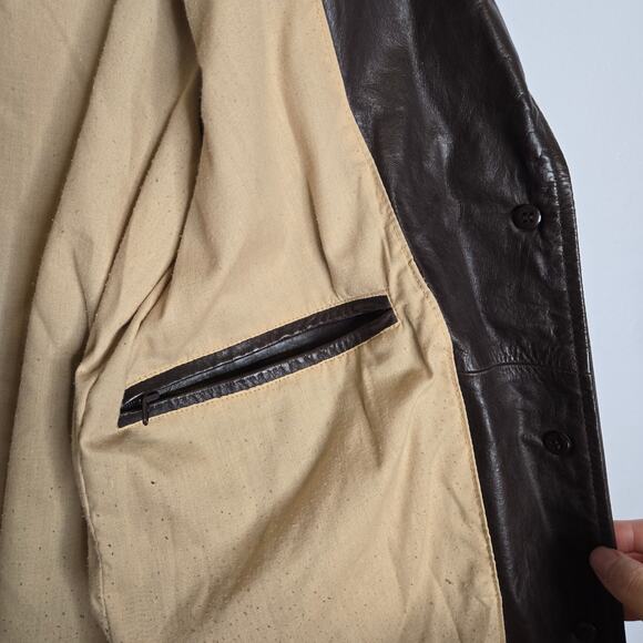 Vintage Leather Jacket Size S Brown 90's Going Out Capsule Wardrobe Classic - Picture 9 of 15